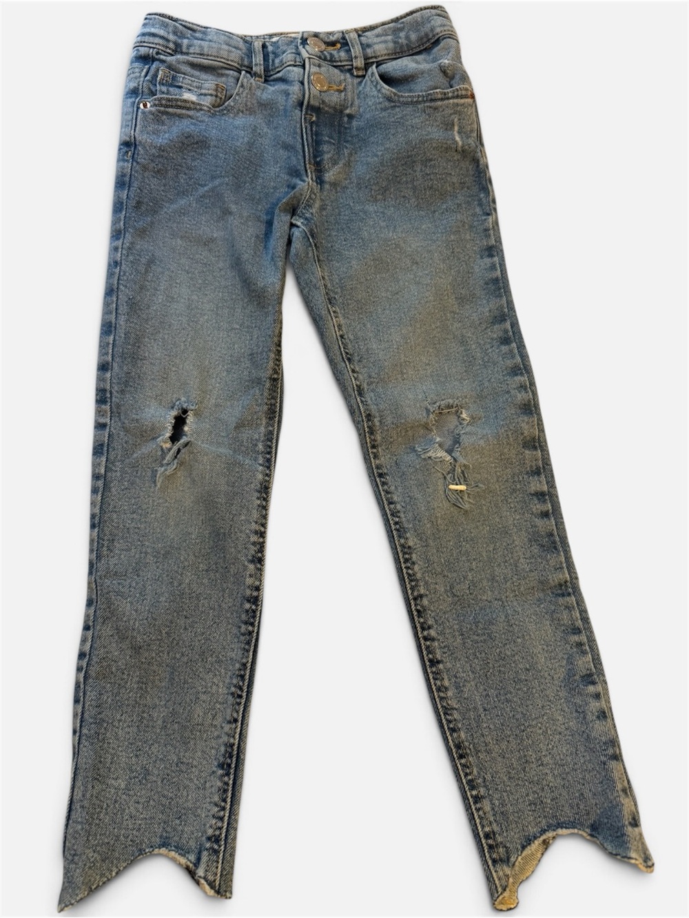 Zara Girls Distressed Blue Denim Jeans Size 5-6 years/ 116cm